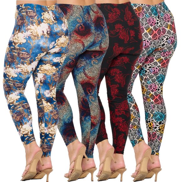 Pants - Plus Size Women's 4-Pack Multi-Pack of Randomly Assorted Fashion Lounge Leggings
